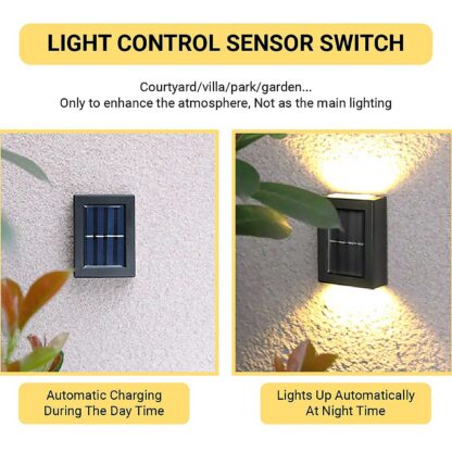 Solar Wall Lights Small Fence Lights Solar Powered Up Down LED Porch Light Garden Lights Outdoor Solar Landscape Lights WaterProof Light (1 Pc) - Image 3