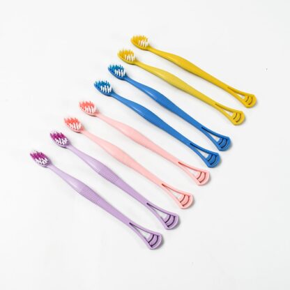 2-in-1 Tooth Brush with Tongue Scraper, Soft Bristle & Long Handle (8Pcs) Soft Toothbrush - Image 4