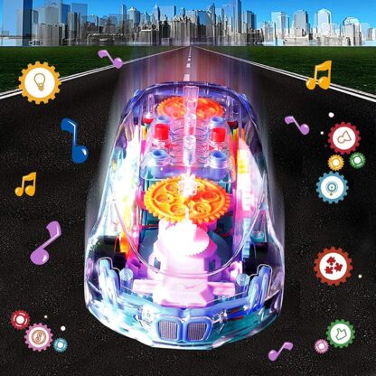 Automatic 360 Degree Rotating Transparent Gear Concept Car with Musical and 3D Flashing Lights Toy for Kids Boys & Girls (Multicolor / Battery Not Included) - Image 3