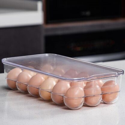 Plastic 18 Cavity Egg Storage Box Or Egg Trays For Refrigerator With Lid & Handles High Quality, Rectangular Egg Tray Box For 18 Egg (1 Pc) - Image 5