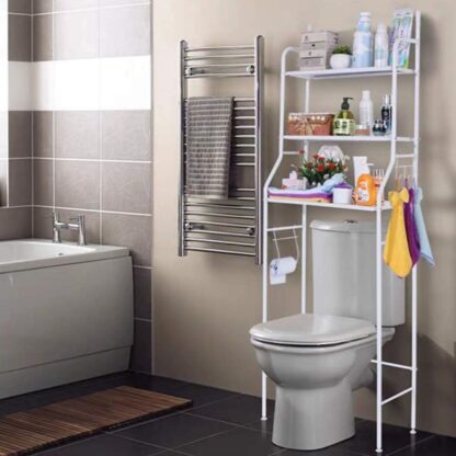 Multi-Layer The Toilet Storage Rack Metal | Bathroom Shelf Space Saving Organizer for Laundry Room Wash Basin Floor Stand - Image 4