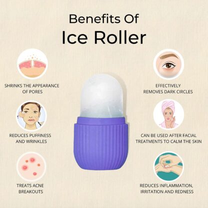 BEAUTY ICE ROLLER FOR FACE MASSAGER & EYE REUSABLE FACE ROLLERS FACIAL ROLLER ( Purple Color) - Image 13