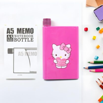 Kitchen Storage A5 size Flat Portable NoteBook Shape Water Bottle With a Cartoon Character Design-Hello Kitty - For School Outdoors and Sports Return Gift/Birthday Gift (1 Pc 420ML) - Image 3