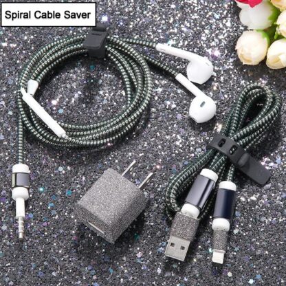 Metallic Finish Cable Spiral Protector / Wire Repair / Pet Cord Protector / Headphone Saver, Cable Wrap / Cover for Mac Charging Cable - Image 3