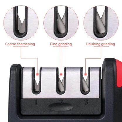 Manual Knife Sharpener 3 Stage Sharpening Tool for Ceramic Knife and Steel Knives (1 Pc) - Image 9