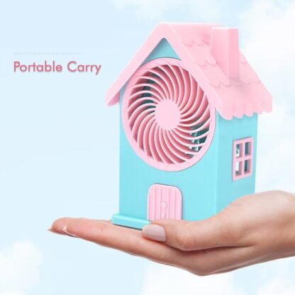 Mini House Fan House Design Rechargeable Portable Personal Desk Fan For Home , Office & Kids Use (Battery Not Include) - Image 8