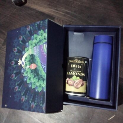 Personalized Temperature Water Bottle & Choco Almond Chocolate (With Attractive Peacock Box / 2 Pc Set) - Image 7