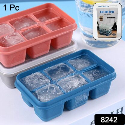 6 Grid Silicone Ice Tray Used In All Kinds Of Places Like Household Kitchens For Making Ice From Water And Various Things And All With Color Box (1 Pc) - Image 2