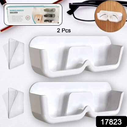 Wall Mount Sunglass Organizer Simple Space Saving Glasses Storage Box Eyewear Stand Holder for Showcase Bedroom Apartment With 2 pc Double Sided Adhesive Sticker (2 Pcs Set) - Image 2