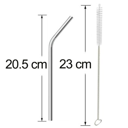 Reusable Stainless Steel Drinking Straws Bent (4 Bent Straws, 1 Brush) - Image 4