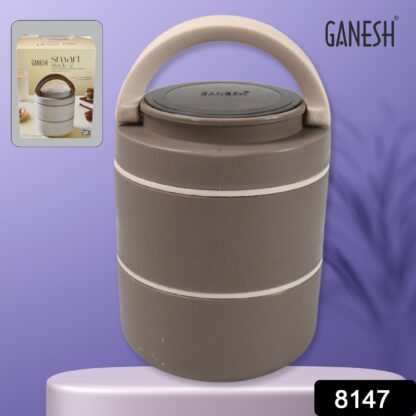 Ganesh Smart Stack 2 Layer Portable Lunch Box Stainless Steel Airtight Leak-Proof Lunch Box for Office, School, Picnic: Color May Vary (2 Layer) - Image 2