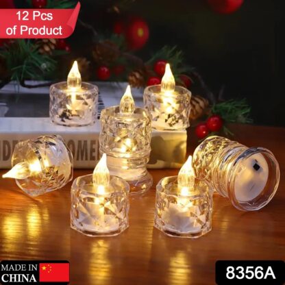 12 Pcs Flameless and Smokeless Decorative Acrylic Candles Transparent Led Tea Light Candle for Gifting, House, Diwali, Christmas, Festival, Events Decor Candles - Image 2