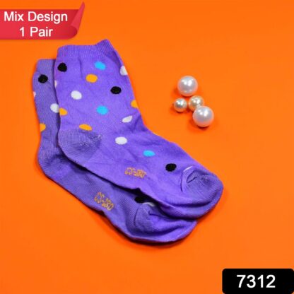 1 PAIR SOCKS PRINTED TRENDY MULTIPLE DESIGNER SOCKS  (1 Pc / Mix Design) - Image 2