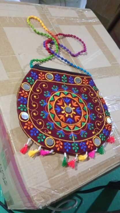 Handcrafted Cotton Embroidered Shoulder Bag / Purse for Girls & women (1 Pc / 9 Inch / Mix Desing) - Image 12