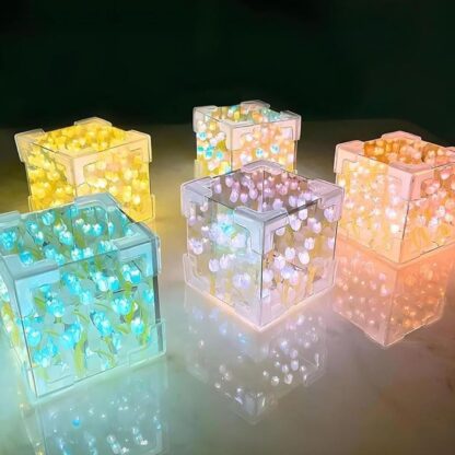 Cube Tulip Night Lamp | Led Decorative Nights Lamp for Bedroom (Multicolor / 1 Set) - Image 7