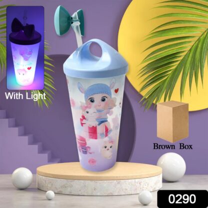 Unicorn Water Bottle with Straw & Lid for Kids (With Light) - Image 2