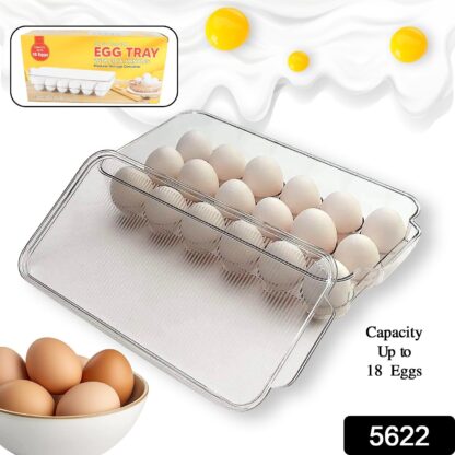 Plastic 18 Cavity Egg Storage Box Or Egg Trays For Refrigerator With Lid & Handles High Quality, Rectangular Egg Tray Box For 18 Egg (1 Pc) - Image 2