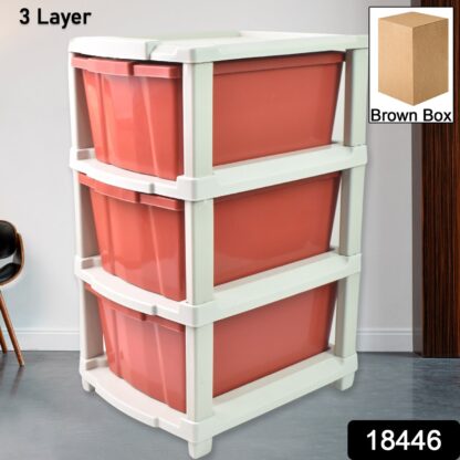 3-Layer Plastic Drawer Storage Organizer, Multi-Purpose Cabinet (1 Pc) - Image 2