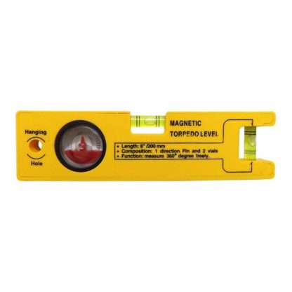 8-inch Magnetic Torpedo Level with 1 Direction Pin, 2 Vials and 360 Degree View - Image 4