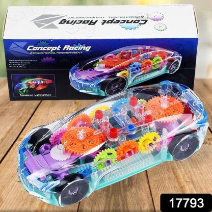 Automatic 360 Degree Rotating Transparent Gear Concept Car with Musical and 3D Flashing Lights Toy for Kids Boys & Girls (Multicolor / Battery Not Included) - Image 2