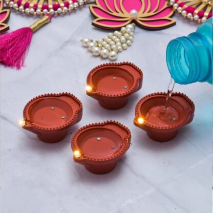 Water Sensor Diyas for Diwali Decoration | Diyas for Home Decoration| Diwali Decoration Items for Home Decor Diyas | Diwali LED Diyas Candle with Water Sensing Technology E-Diya (6Pc Set) - Image 3