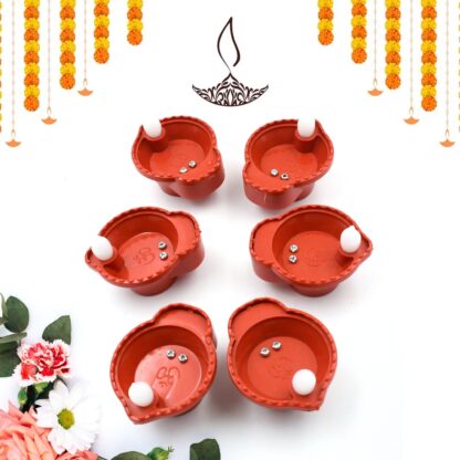 Water Sensor Diyas for Diwali Decoration | Diyas for Home Decoration| Diwali Decoration Items for Home Decor Diyas | Diwali LED Diyas Candle with Water Sensing Technology E-Diya (6Pc Set) - Image 5