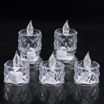 12 Pcs Flameless and Smokeless Decorative Acrylic Candles Transparent Led Tea Light Candle for Gifting, House, Diwali, Christmas, Festival, Events Decor Candles - Image 4