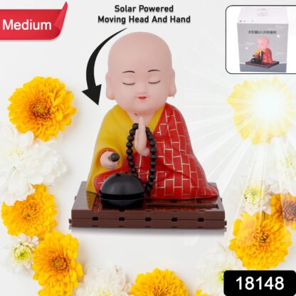 Solar Powered Sitting Buddha Statue,  Moving Head and Hand (1 Pc / Medium) - Image 2