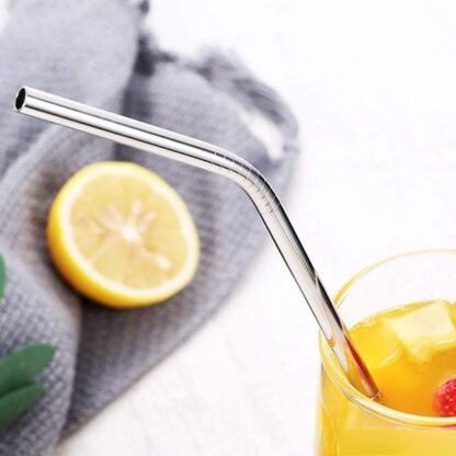 Reusable Stainless Steel Drinking Straws Bent (4 Bent Straws, 1 Brush) - Image 5