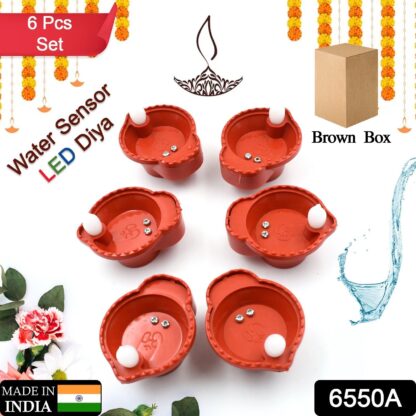 Water Sensor Diyas for Diwali Decoration | Diyas for Home Decoration| Diwali Decoration Items for Home Decor Diyas | Diwali LED Diyas Candle with Water Sensing Technology E-Diya (6Pc Set) - Image 2