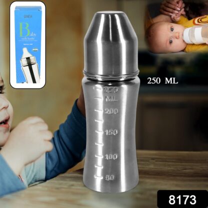 Ganesh Stainless Steel Baby Feeding Bottle, Milk Bottle for New Born / Infants / Toddler Up to 3 Years, BFA Free (250 ML Approx) - Image 2