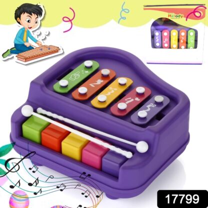 2 in 1 Baby Piano Xylophone Toy for Toddlers, 5 Multicolored Key Keyboard Xylophone Piano, Preschool Educational Musical Learning Instruments Toy for Baby Kids Girls Boys 3+ Years (1 Pc) - Image 2