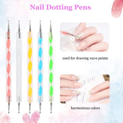 Nail Art Point Pen and Set Used by Women's for Their Fashion Purposes (Pack of 5Pcs) - Image 3