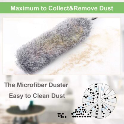 Microfiber Dusters for Cleaning, Telescoping Feather Duster with 100 inches Extendable Handle Pole, Dusting Cleaning Tools for Cleaning High Ceiling, Ceiling Fan, Blinds, Cobwebs, Furniture, Cars - Image 7