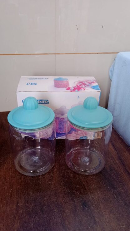 Transparent Kitchen Plastic Container/ Jar Set (2 Pcs Set / 1100 ML Approx) - Image 8