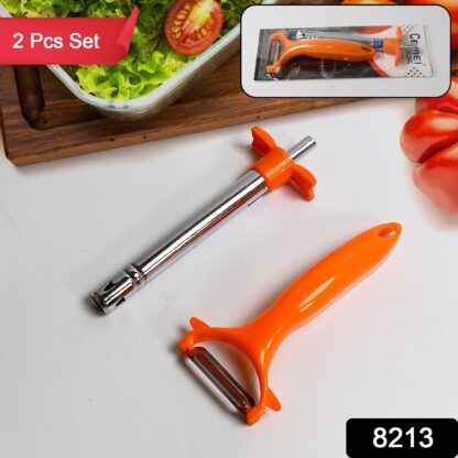 2 in 1 Kitchen Combo Lighter, Stainless Steel Durable Gas Lighter with Vegetable Cutter Peeler, For Kitchen Steel Gas Lighter (2 Pc Set) - Image 2