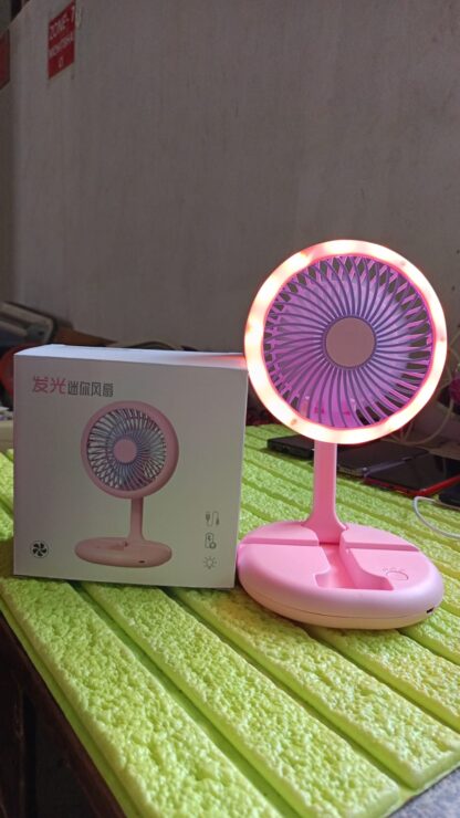 USB Rechargeable Portable Fan With LED Light Heavy Duty & Foldable Fan With Charging Port Home, Outdoor, Temple - Image 8