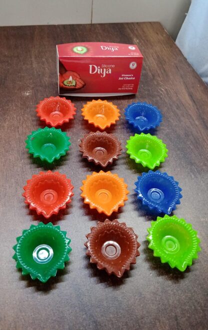 Silicone Diya for Diwali Attractive Design Colourful Diya Combo (12 Pcs Set) - Image 9