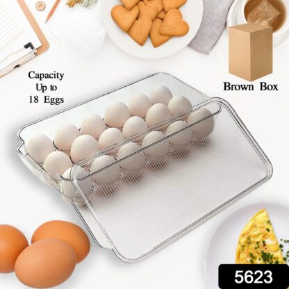 Plastic 18 Cavity Egg Storage Box Or Egg Trays For Refrigerator With Lid & Handles High Quality, Rectangular Egg Tray Box For 18 Egg (1 Pc) - Image 3