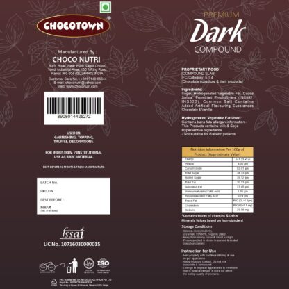 Dark Compound 500gm | Chocotown Dark Choco Slab - Image 4