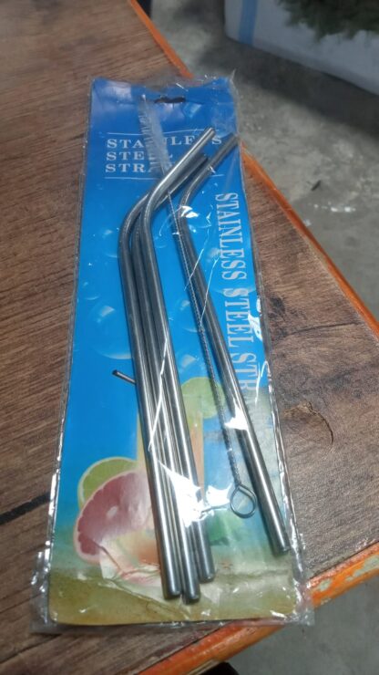 Reusable Stainless Steel Drinking Straws Bent (4 Bent Straws, 1 Brush) - Image 7