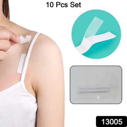 Waterproof Anti-Skid, Disposable Double Sided 10 Adhesive Transparent Clear Medical Tape for Lingerie (10 Pcs Set) - Image 2