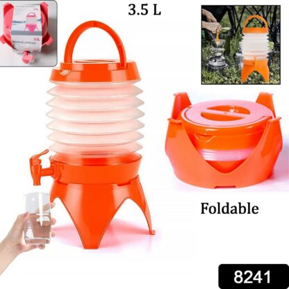 Plastic Collapsible Beverages Container with Tap Cold Drink Dispenser Folding Water Storage Water Jug Tank for Home and Outdoor Party Traveling Picnic (3.5 Litter/ Multicolor) - Image 2