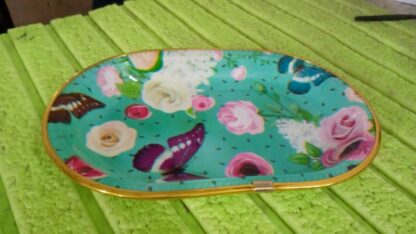 Small Plastic Flower Printed Design Serving Tray (1 Pc / 27 x 18 CM / Mix Color) - Image 9