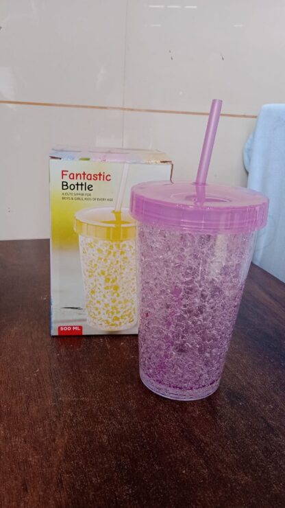 Plastic Reusable Sipper Tumbler with Lid and Straw (1 Pc / 500 ML / Mix Color / 1 Pc) - Image 7