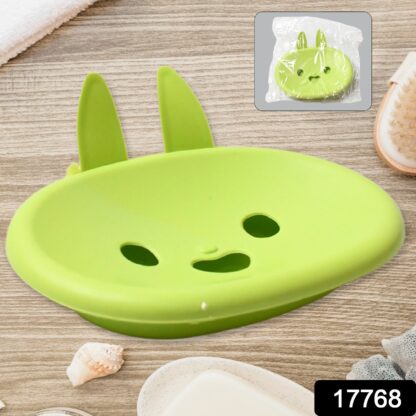 Soap Box Drain soap Box Cute Rabbit Shape Double soap Bowl Box Plastic Rack Storage Rack Bathroom Toilet Storage Box - Image 2