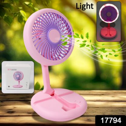 USB Rechargeable Portable Fan With LED Light Heavy Duty & Foldable Fan With Charging Port Home, Outdoor, Temple - Image 2